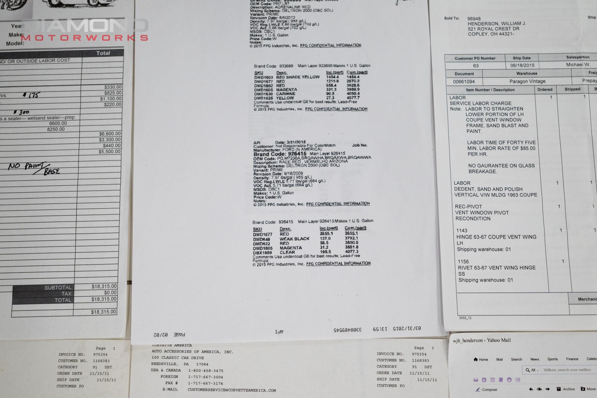 1963 CHEVROLET CORVETTE STINGRAY WINDOW - Image 192