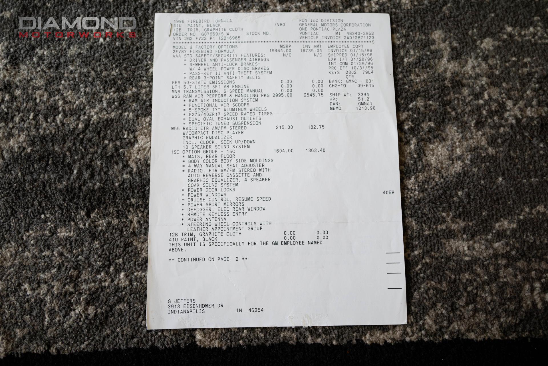 1996 PONTIAC FIREBIRD - Image 124