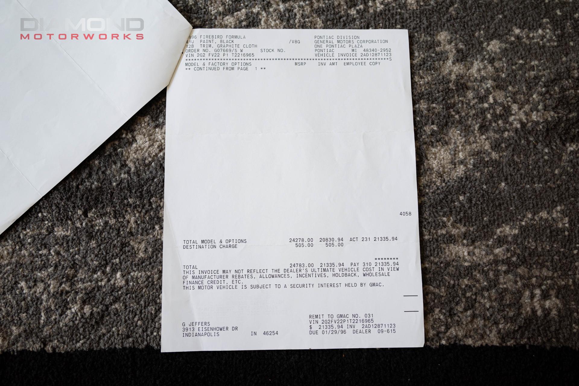 1996 PONTIAC FIREBIRD - Image 125