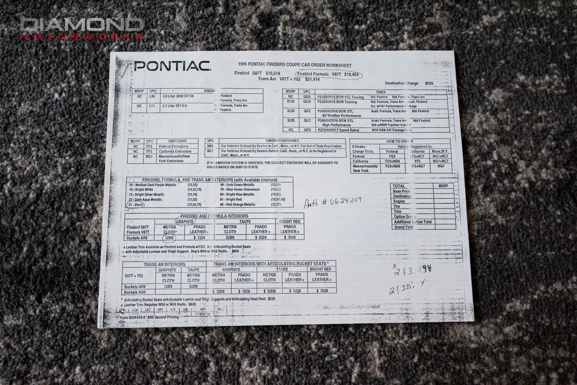 1996 PONTIAC FIREBIRD - Image 126