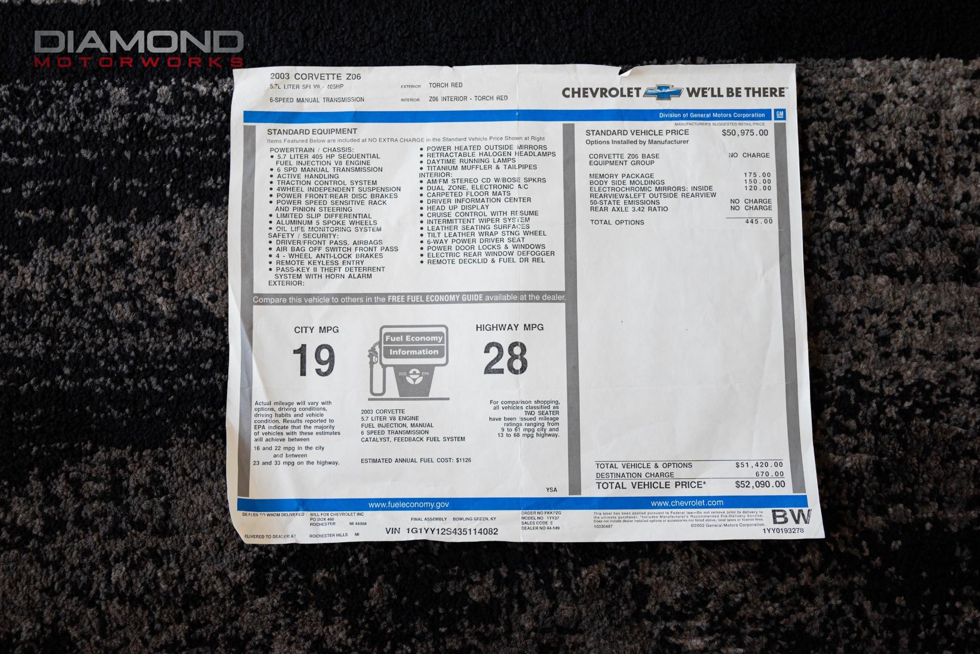 2003 CHEVROLET CORVETTE - Image 106