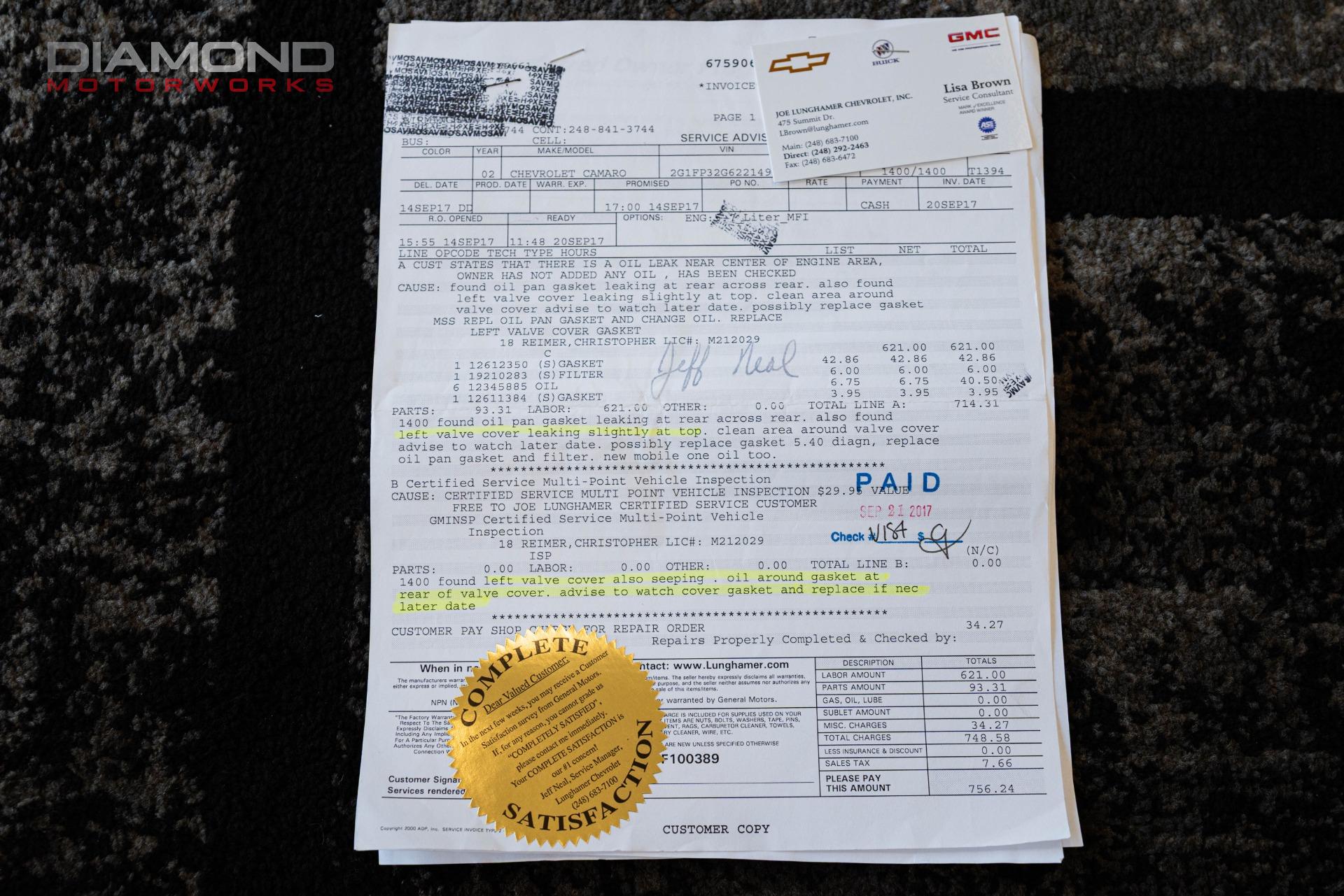 2002 CHEVROLET CAMARO - Image 132