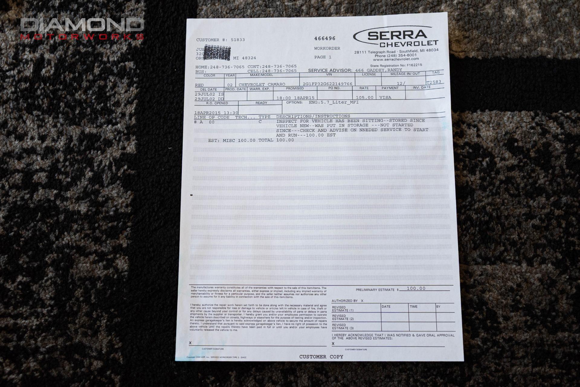 2002 CHEVROLET CAMARO - Image 133