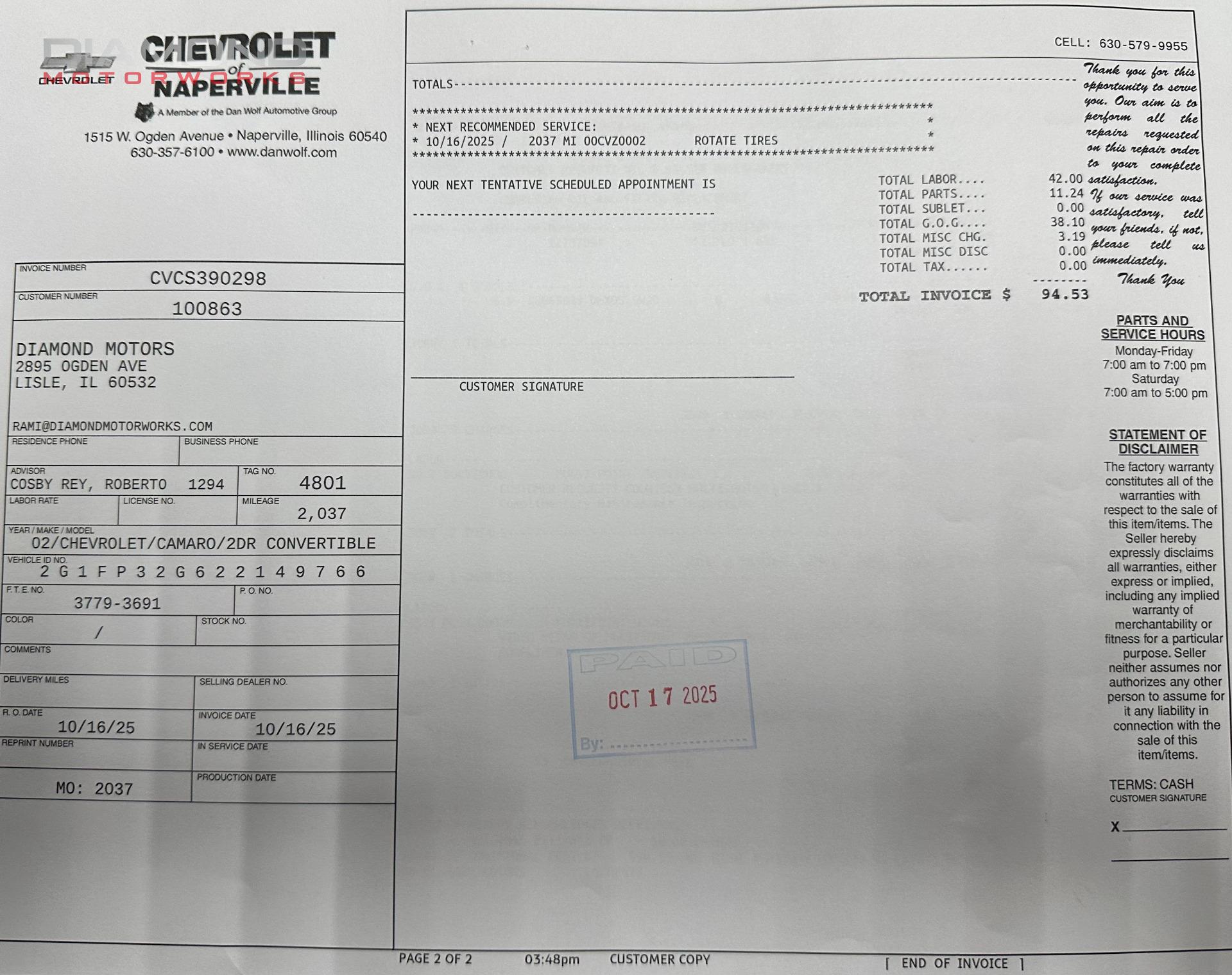 2002 CHEVROLET CAMARO - Image 143