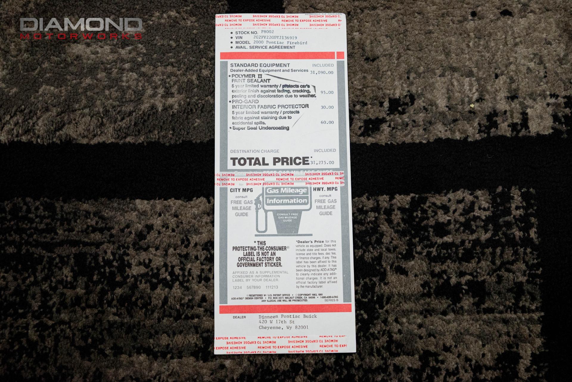 2000 PONTIAC FIREBIRD - Image 148