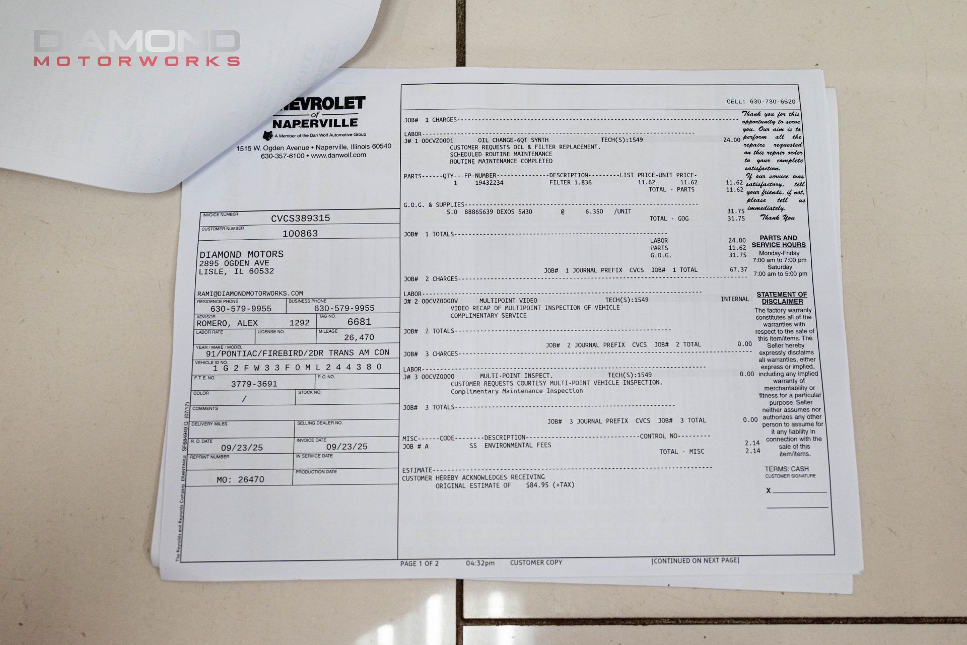 1991 PONTIAC FIREBIRD - Image 128