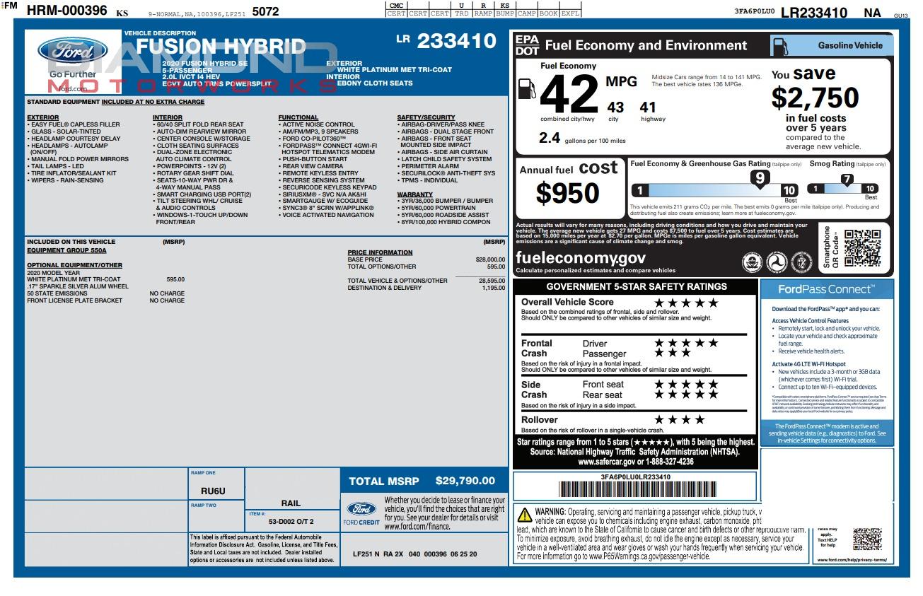 2020 FORD FUSION - Image 101