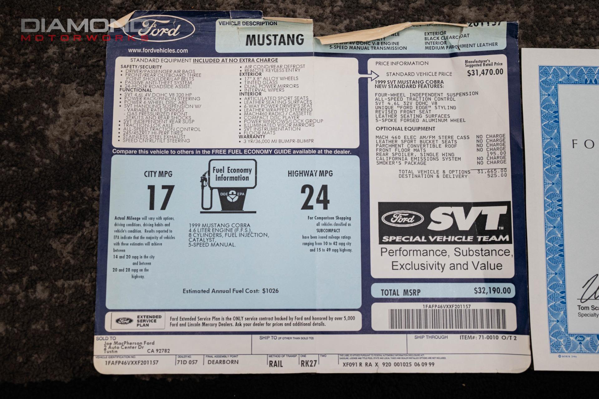 1999 FORD MUSTANG - Image 135