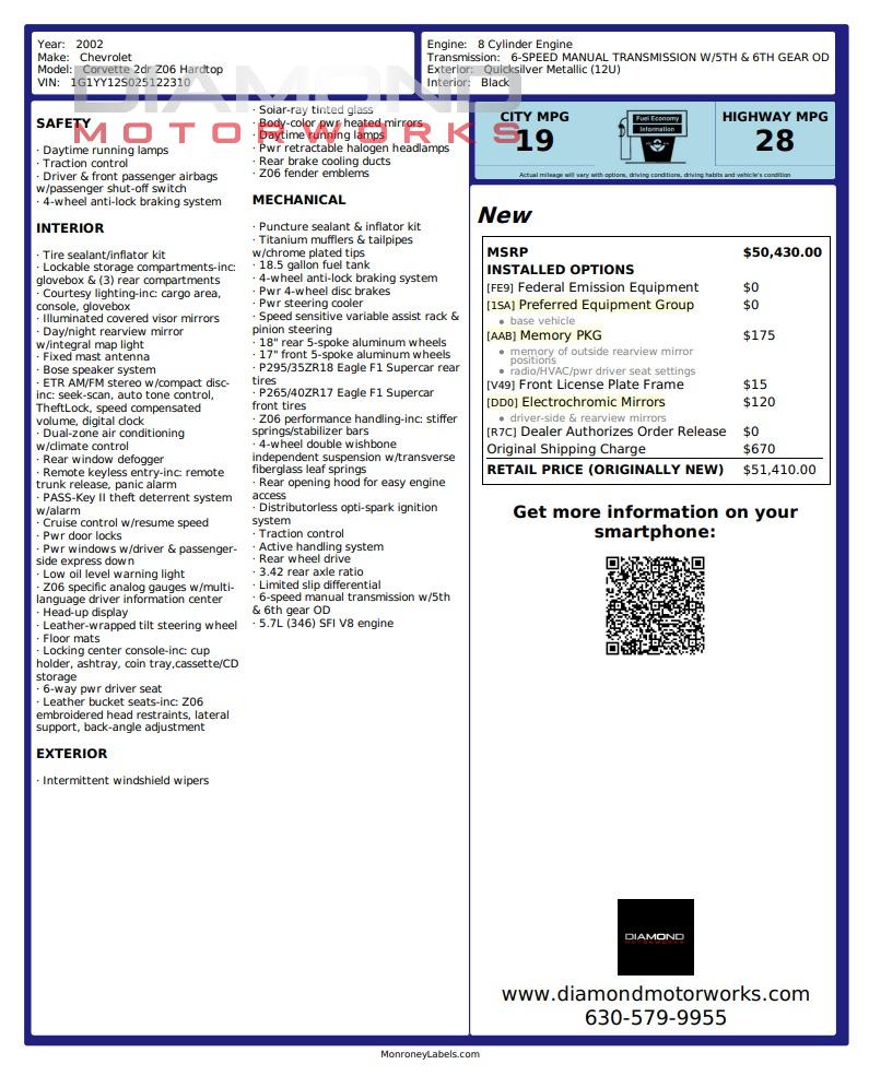 2002 CHEVROLET CORVETTE - Image 130