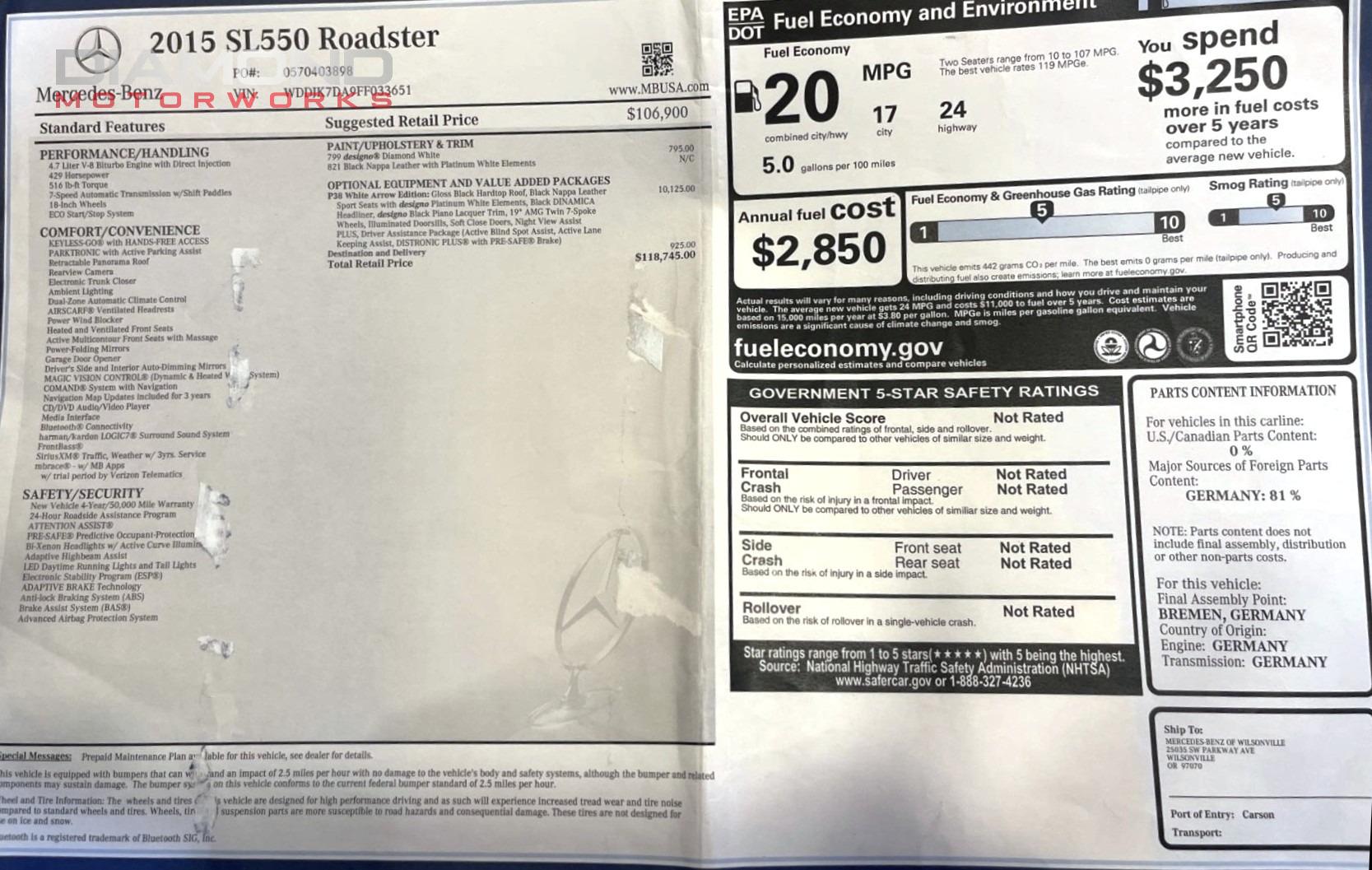 2015 MERCEDES-BENZ SL-CLASS - Image 168